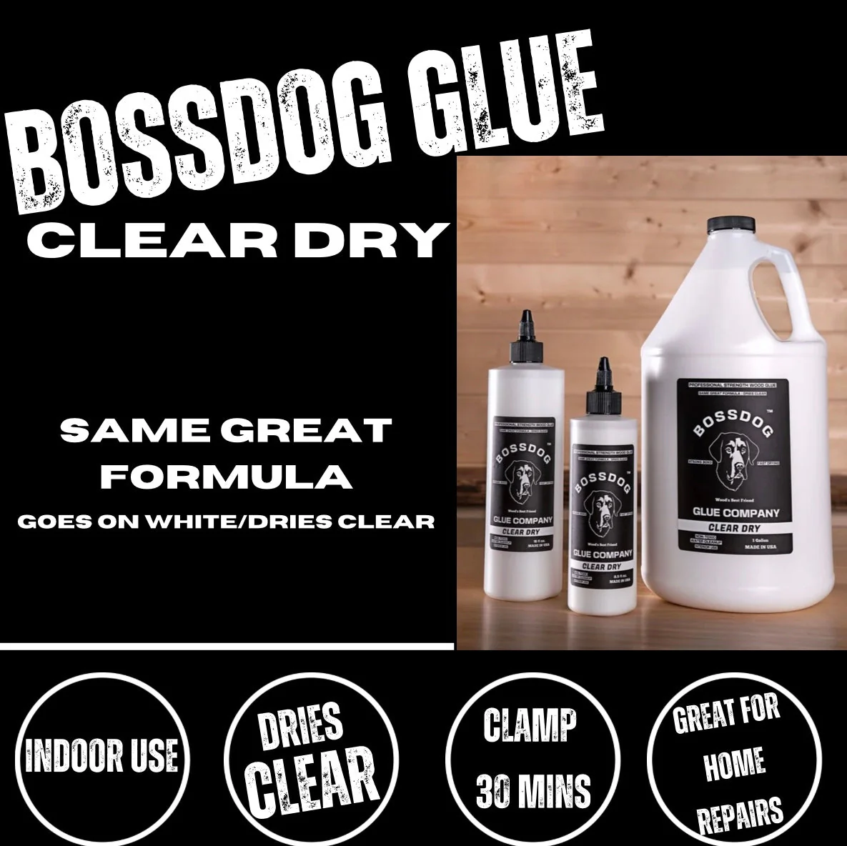 1 Gallon Clear Dry BOSSDOG Wood Glue - Image 5